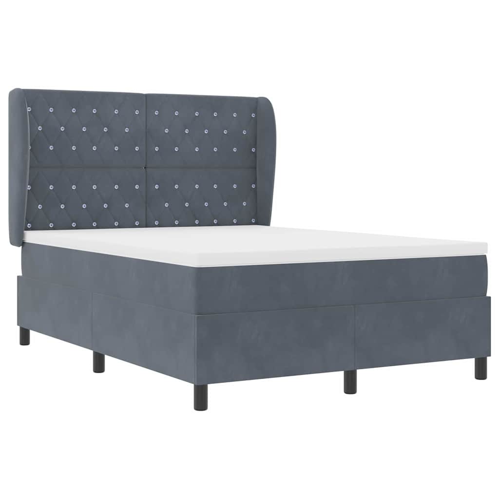 Box spring seng med madras Mørkegrå 190 x 140 cm Fløjl