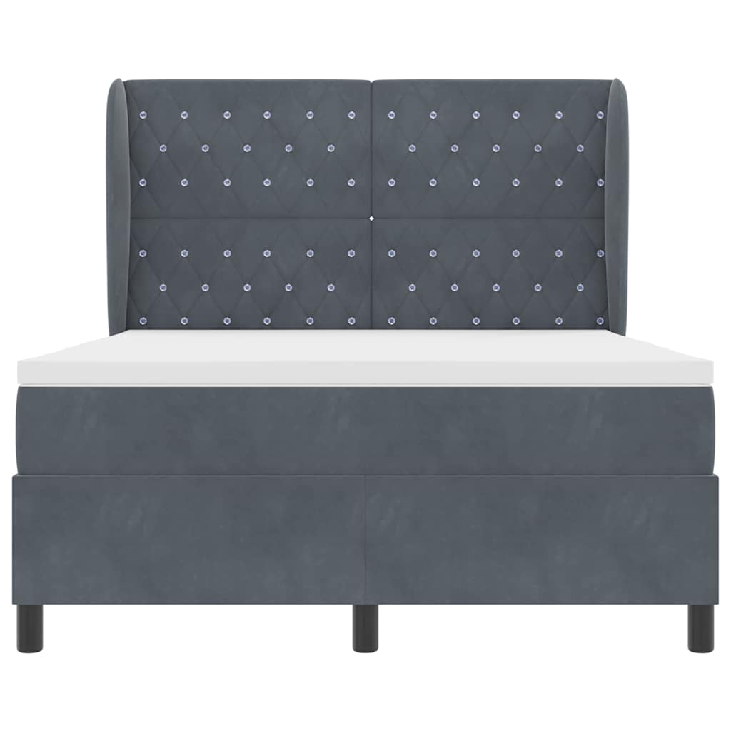 Box spring seng med madras Mørkegrå 190 x 140 cm Fløjl