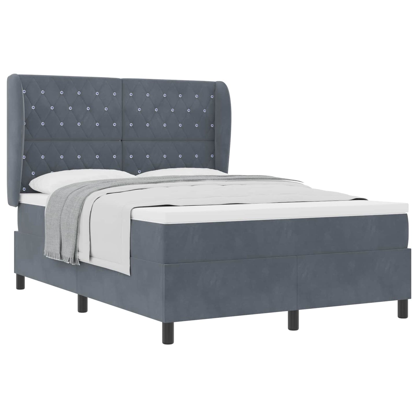 Box spring seng med madras Mørkegrå 200 x 140 cm Fløjl