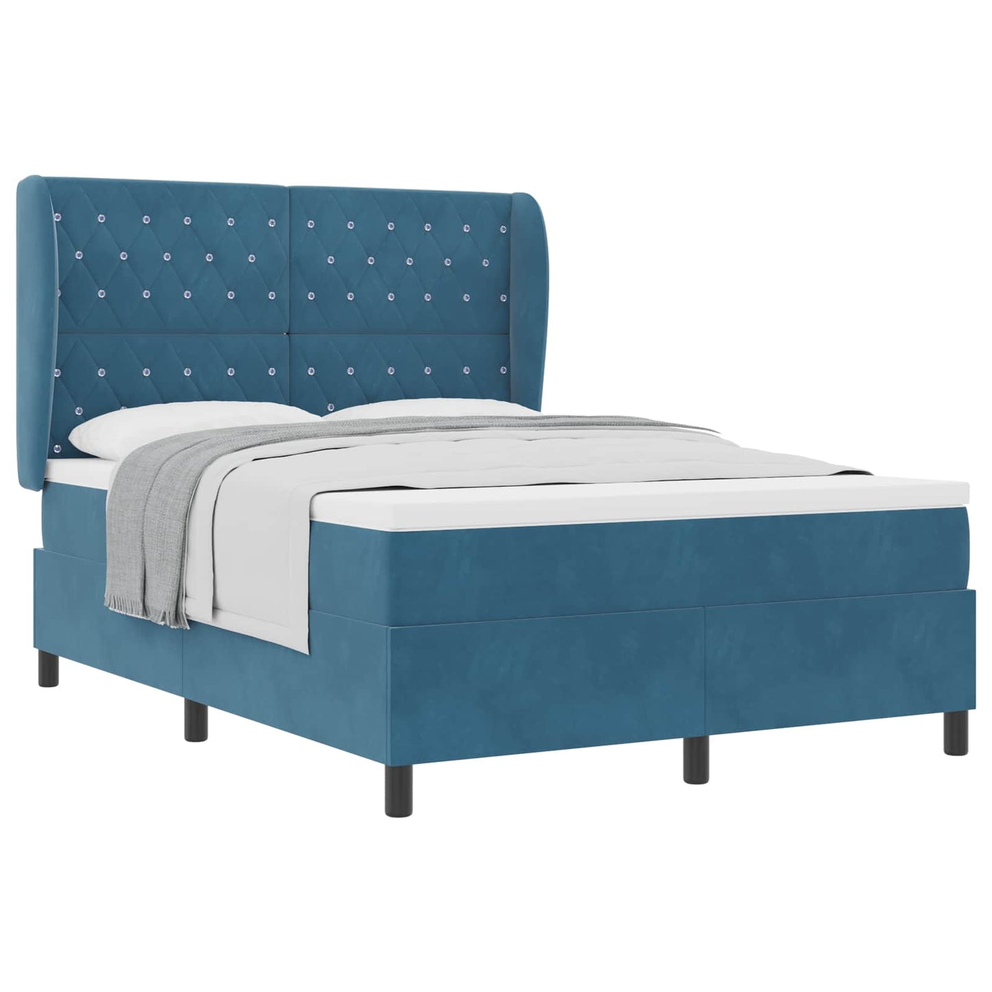 Box spring seng med hovedgærde Mørk blå 200 x 140 cm Fløjl