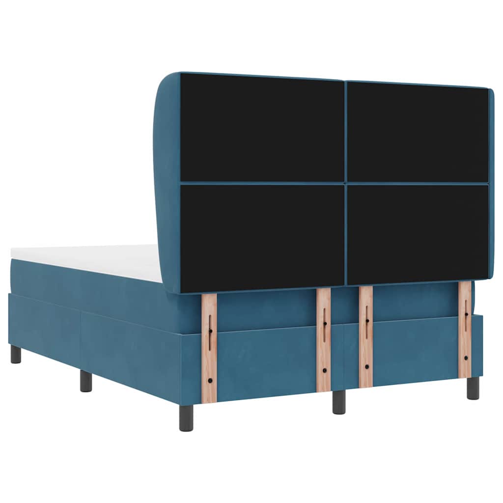 Box spring seng med hovedgærde Mørk blå 200 x 140 cm Fløjl