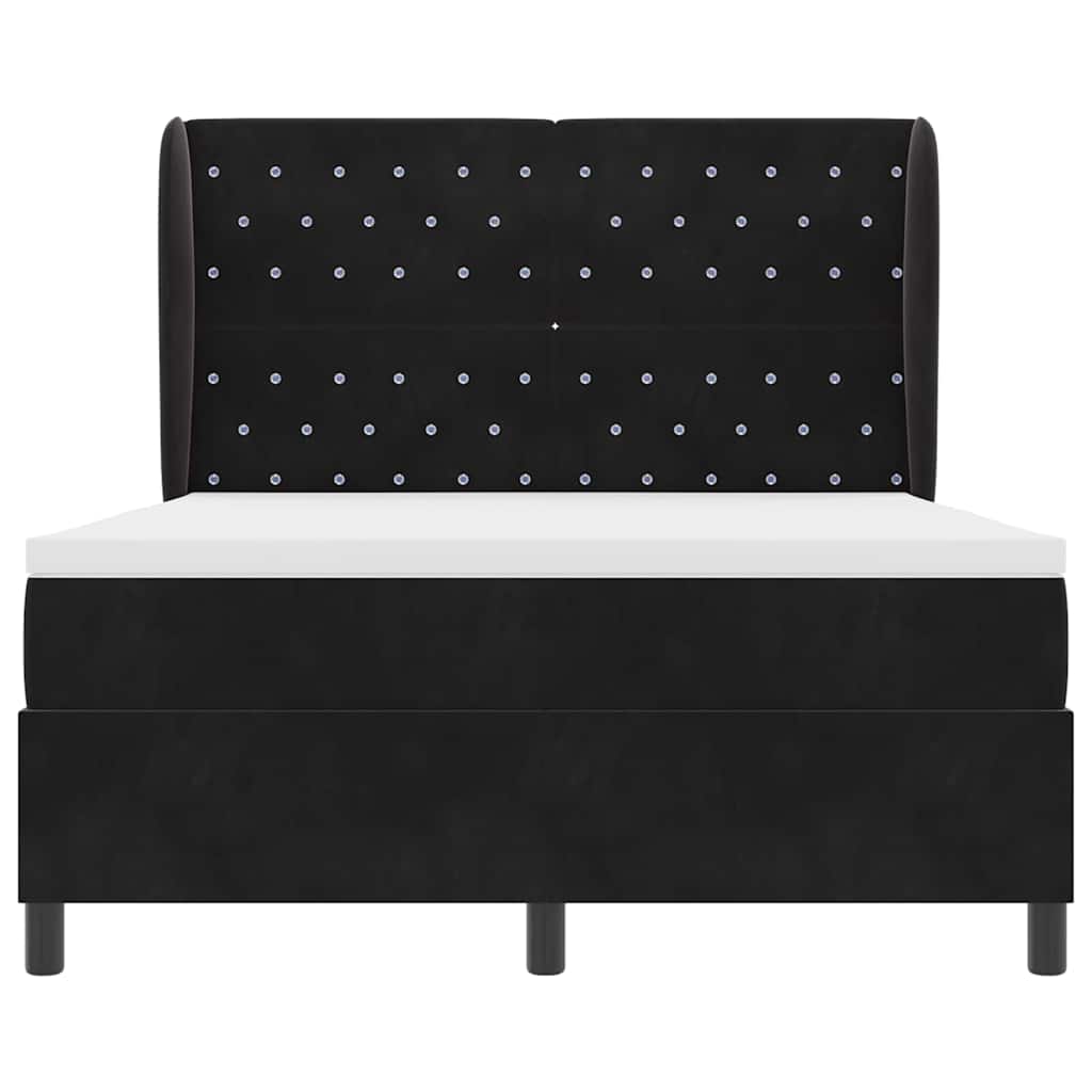 Box spring seng med madras Sort 200 x 160 cm Fløjl