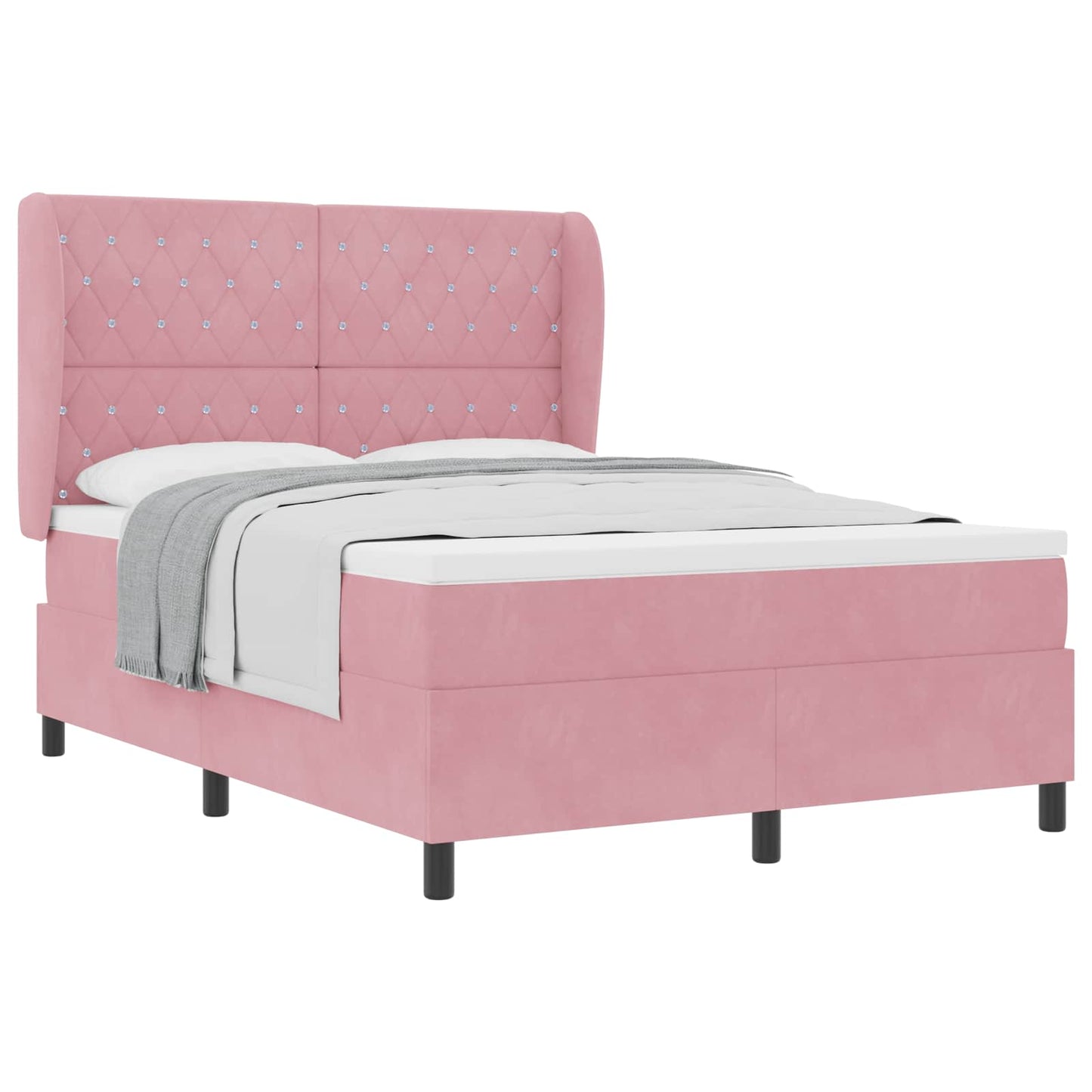 Box spring seng med madras Lyserød 200 x 160 cm Fløjl