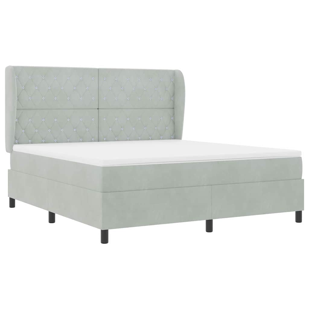 Box spring seng med madras Lysegrå 200 x 180 cm Fløjl