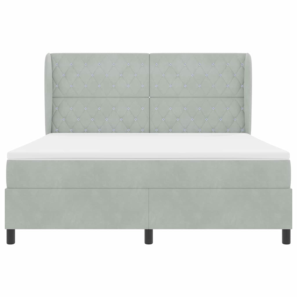 Box spring seng med madras Lysegrå 200 x 180 cm Fløjl