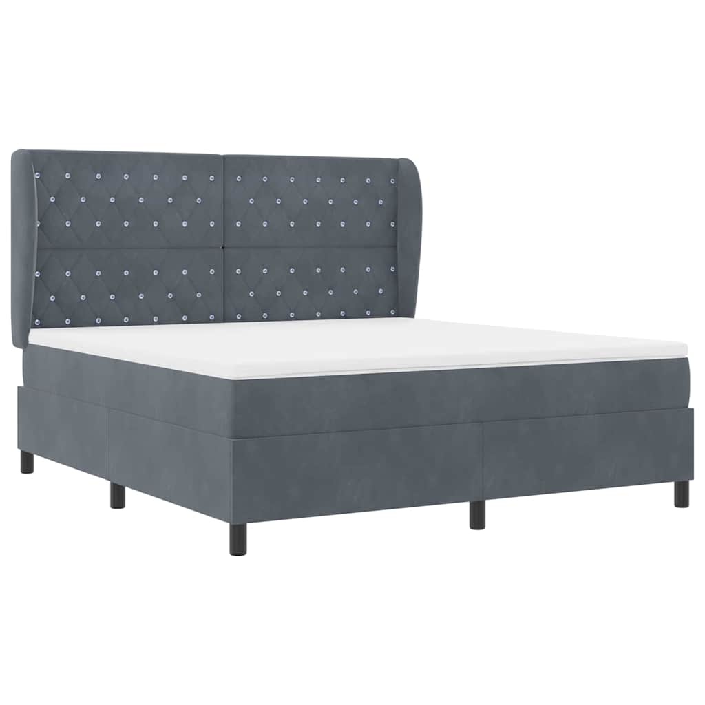 Box spring seng med hovedgærde Mørkegrå 200 x 180 cm Fløjl