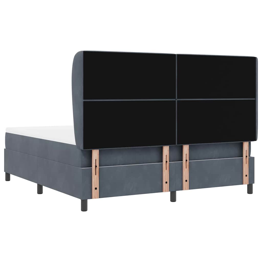 Box spring seng med hovedgærde Mørkegrå 200 x 180 cm Fløjl