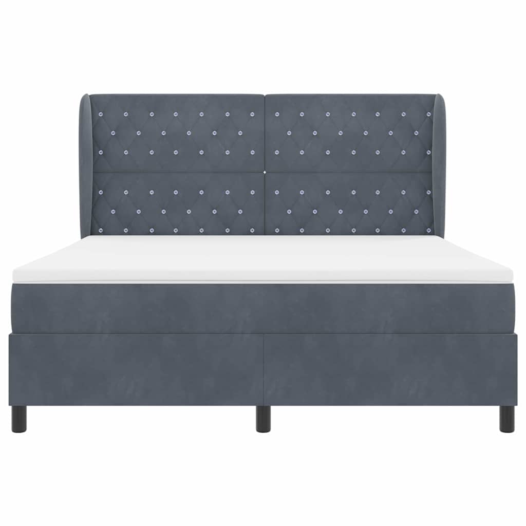 Box spring seng med hovedgærde Mørkegrå 200 x 180 cm Fløjl