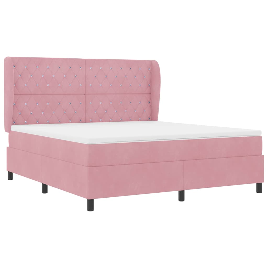 Box spring seng med hovedgærde Lyserød 200 x 180 cm Fløjl