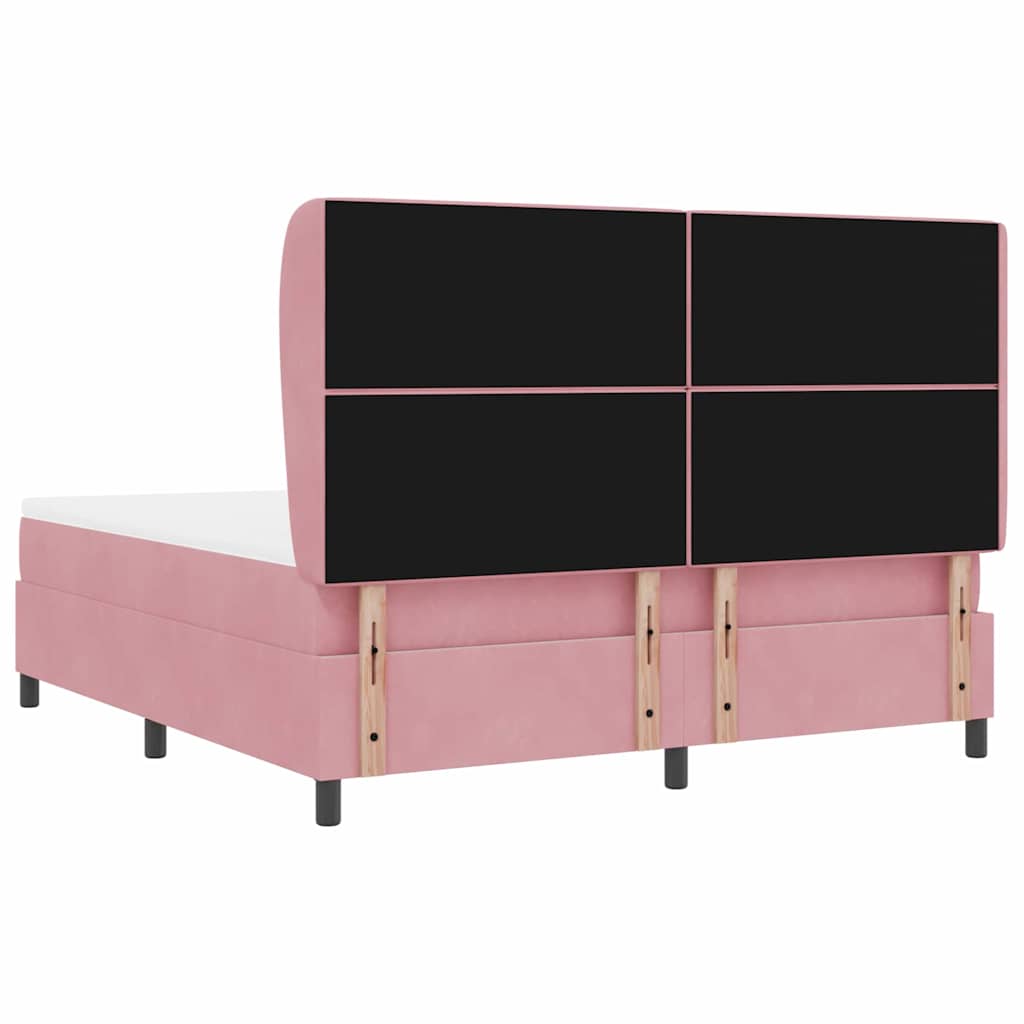 Box spring seng med hovedgærde Lyserød 200 x 180 cm Fløjl