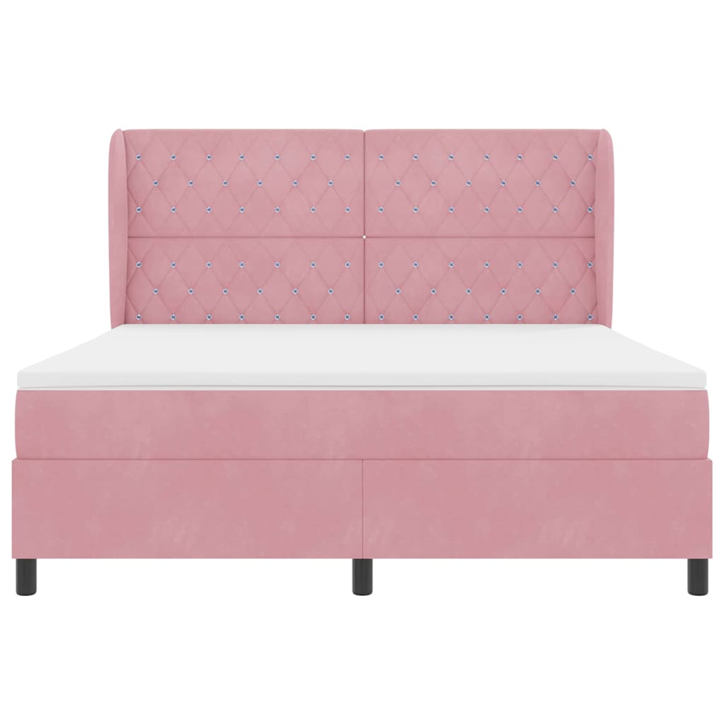 Box spring seng med hovedgærde Lyserød 200 x 180 cm Fløjl