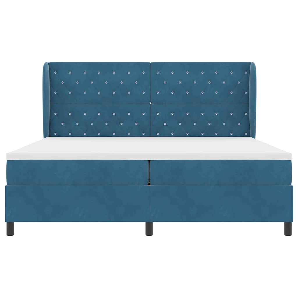 Box spring seng med madras Mørk blå 200 x 200 cm Fløjl