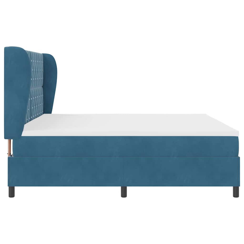 Box spring seng med madras Mørk blå 200 x 200 cm Fløjl