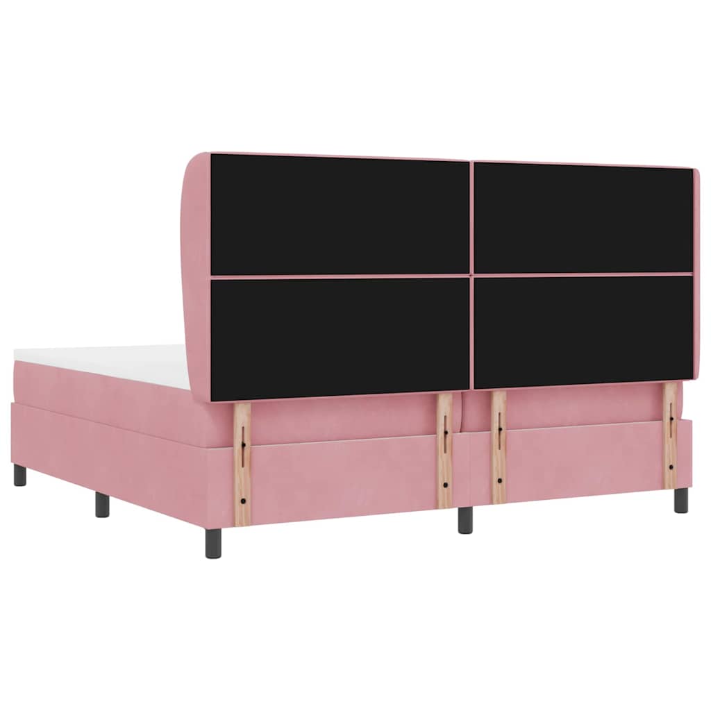 Box spring seng med hovedgærde Lyserød 200 x 200 cm Fløjl