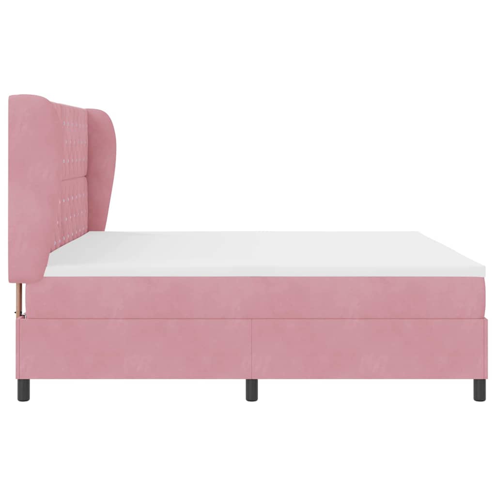 Box spring seng med hovedgærde Lyserød 200 x 200 cm Fløjl
