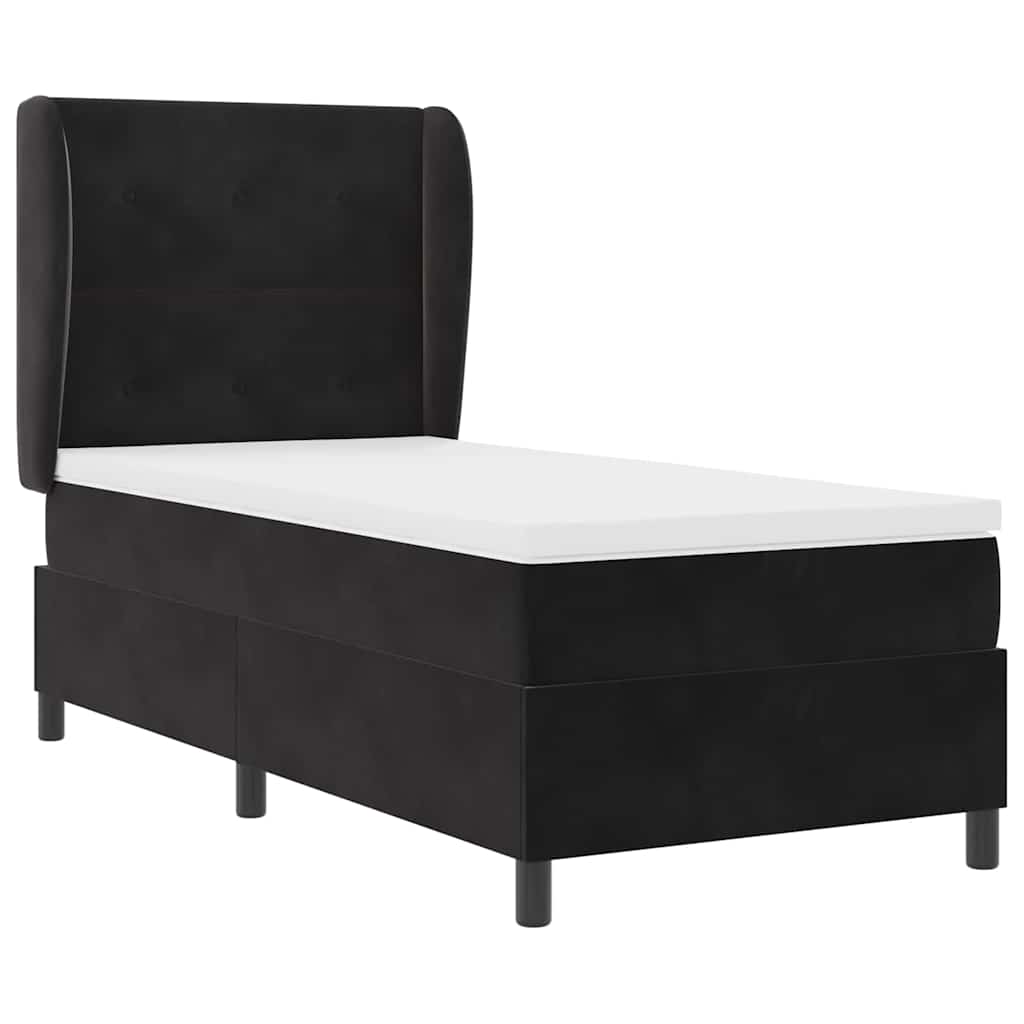 Box spring seng med hovedgærde Sort 200 x 80 cm Fløjl