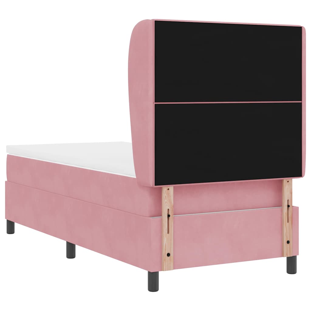 Box spring seng med hovedgærde Lyserød 190 x 90 cm Fløjl