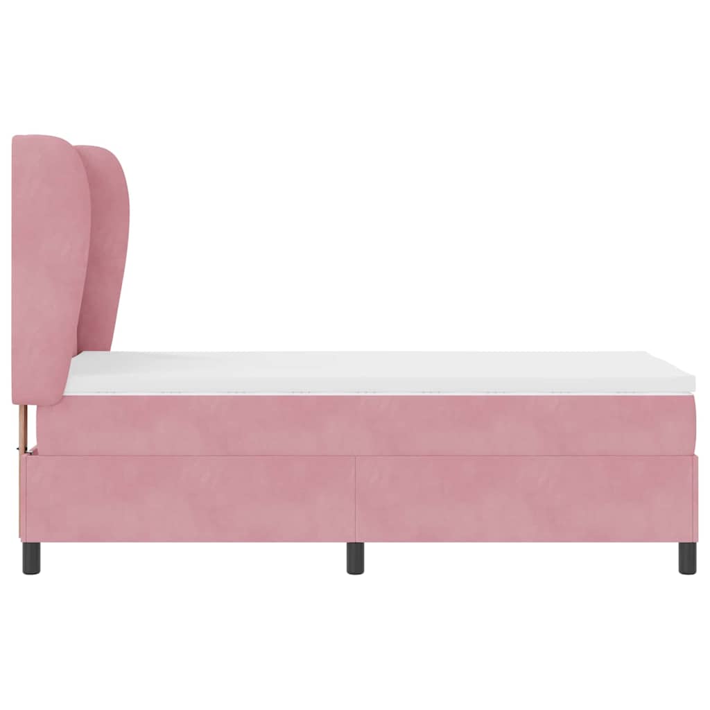 Box spring seng med hovedgærde Lyserød 190 x 90 cm Fløjl