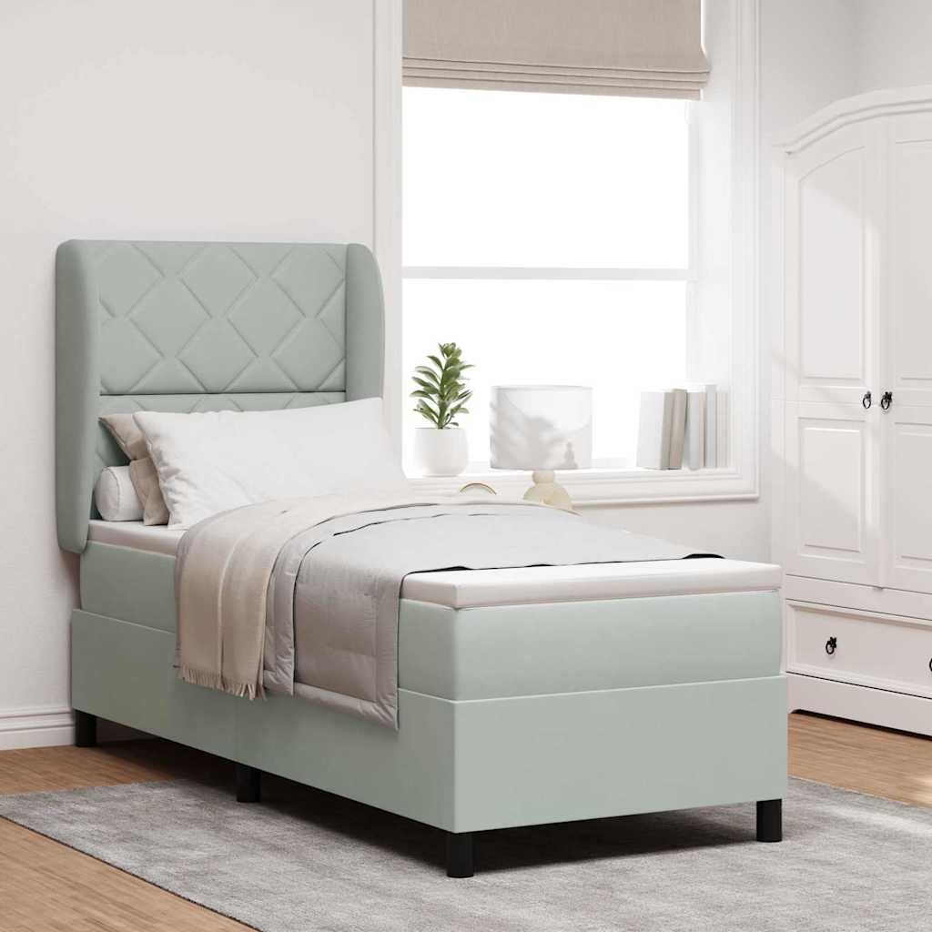 Box spring seng med hovedgærde Lysegrå 200 x 80 cm Fløjl