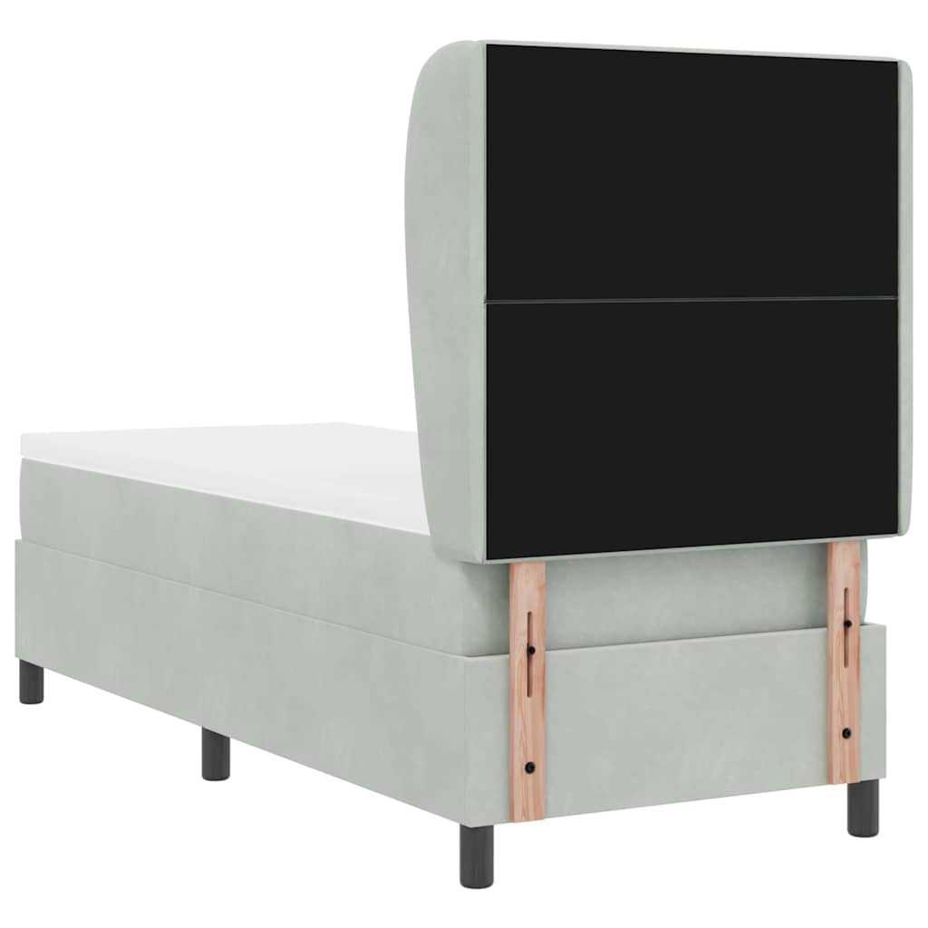 Box spring seng med hovedgærde Lysegrå 200 x 80 cm Fløjl