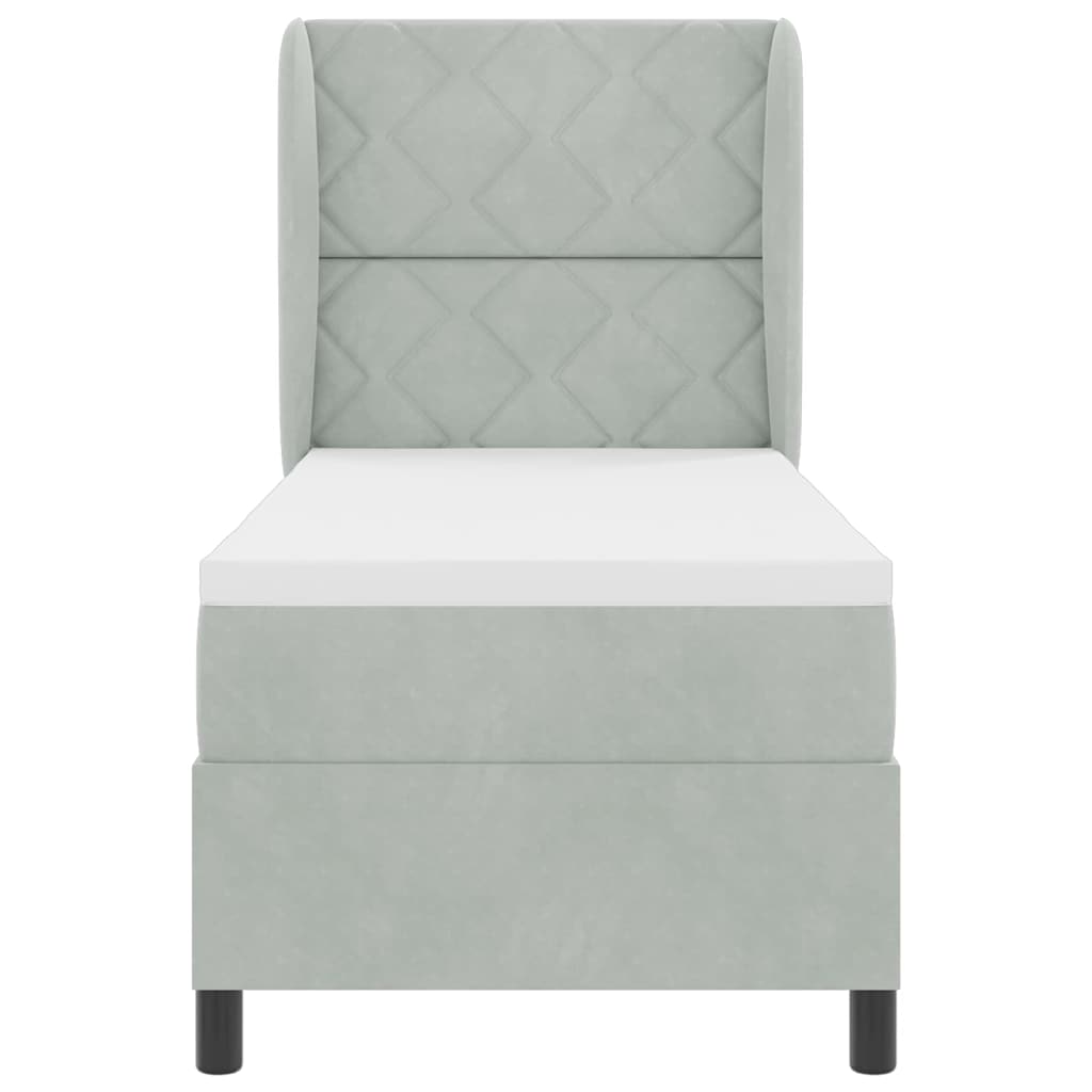 Box spring seng med hovedgærde Lysegrå 200 x 80 cm Fløjl
