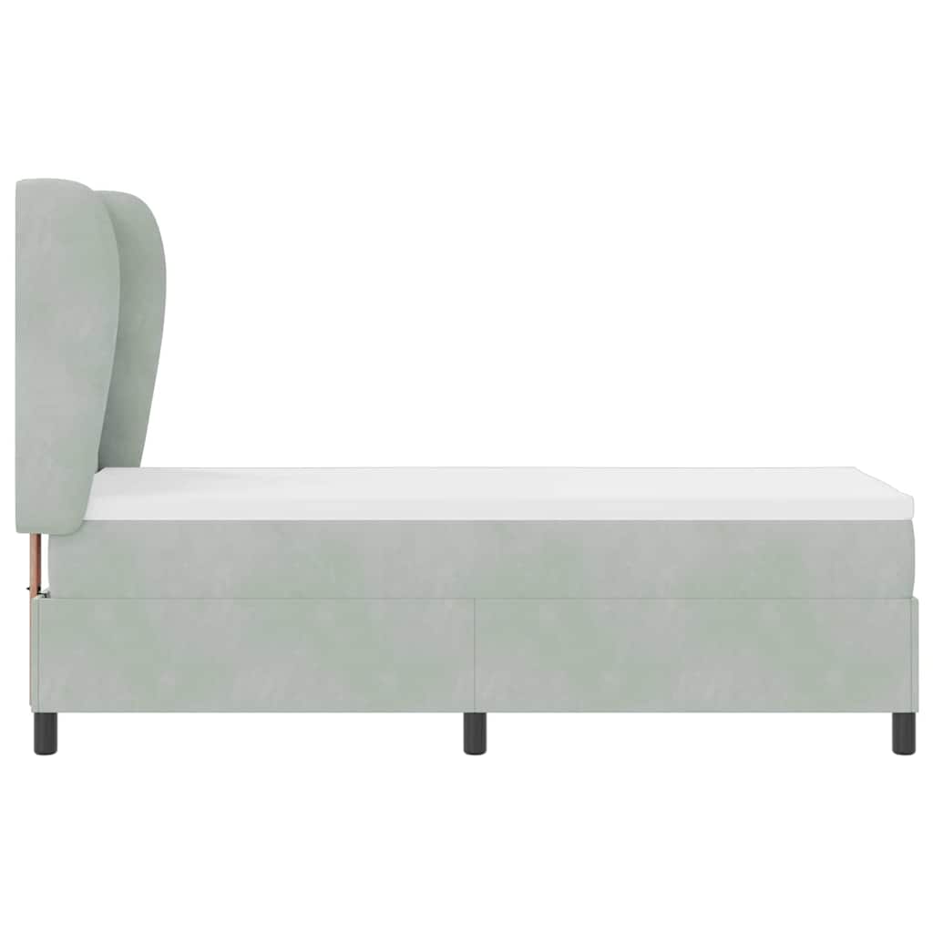 Box spring seng med hovedgærde Lysegrå 200 x 80 cm Fløjl