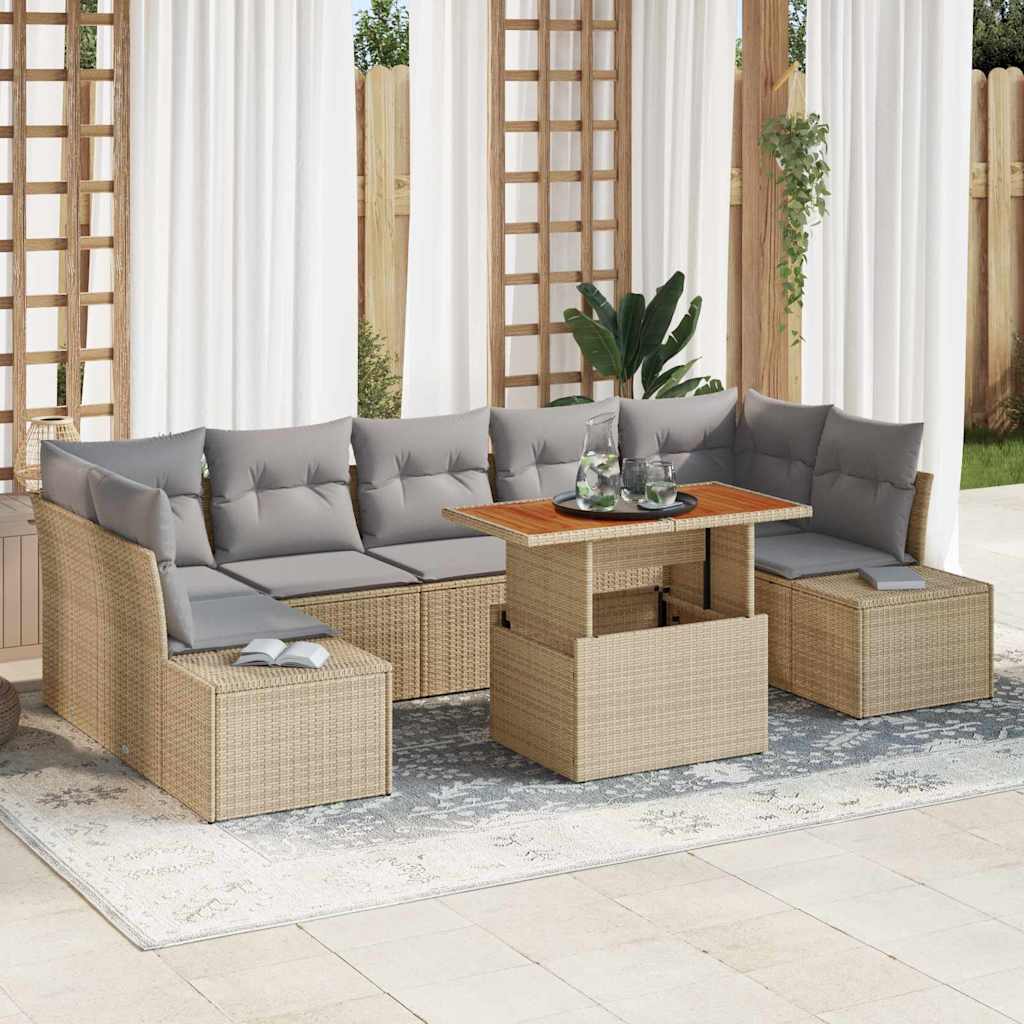 Havesofa Sæt 8 stk. Beige og grå