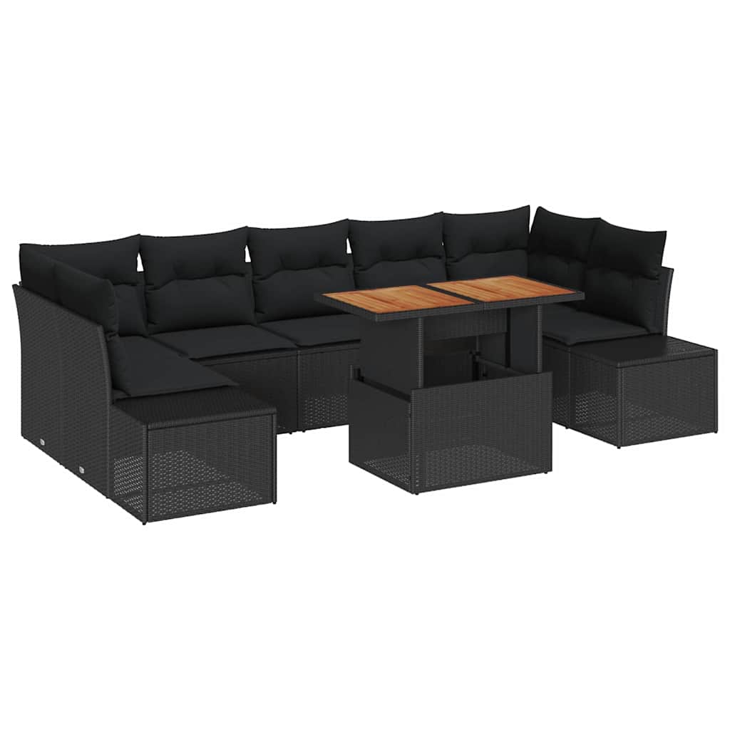Have Spisebordssæt med pude 8 pcs Sort og Brunt