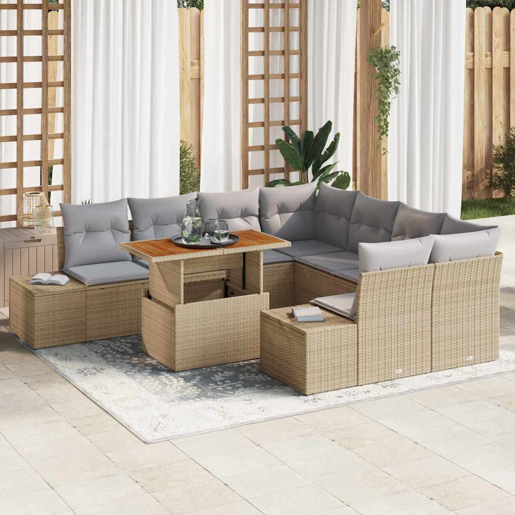 Have Spisebordssæt med pude 9 pcs Beige og grå