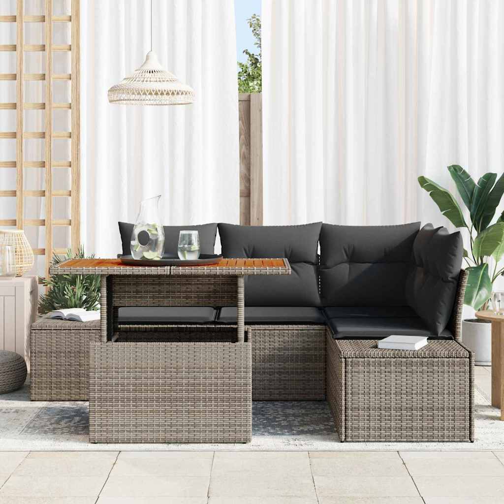 Havesofa Sæt med pude med pude 5 pcs Grå og Brun