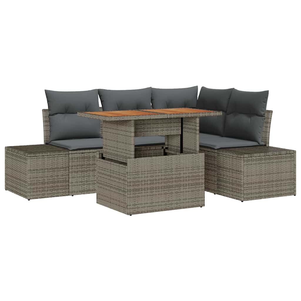 Havesofa Sæt med pude med pude 5 pcs Grå og Brun