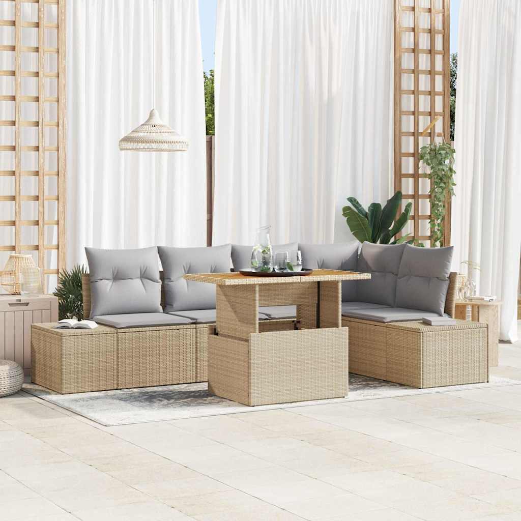 Havesofa Sæt 6 stk. Beige og grå