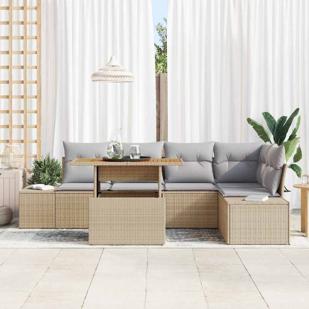 Havesofa Sæt 6 stk. Beige og grå