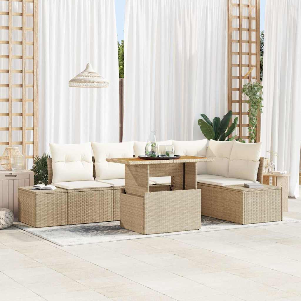 Havesofa Sæt 6 stk. Beige og creme