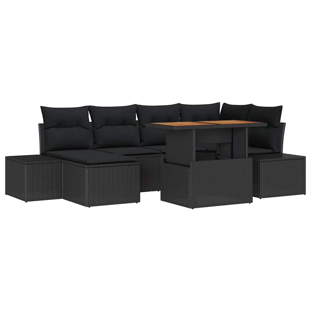 Havesofa Sæt 7 pcs Sort og Brunt