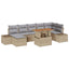 Havesofa Sæt 8 pcs Beige og grå Poly rattan og solid akacietræ