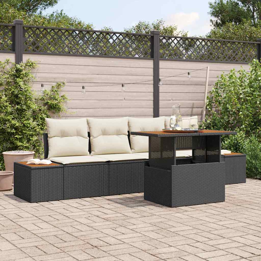 Have Spisebordssæt med pude 5 pcs Sort og Beige