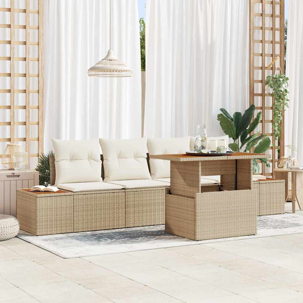 Havesofa Sæt 5 stk. Beige og creme