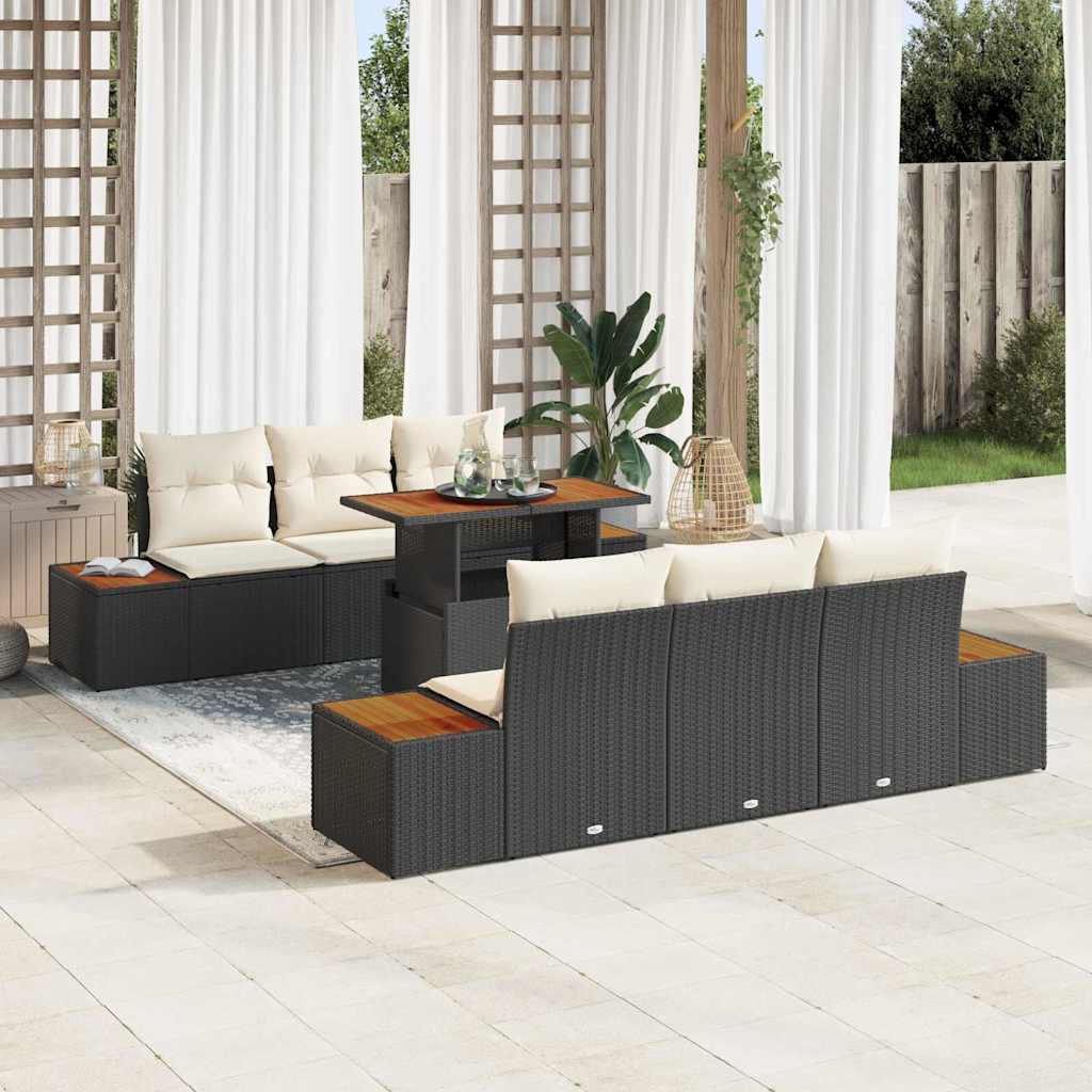 Have Spisebordssæt med pude 7 pcs Sort og Beige
