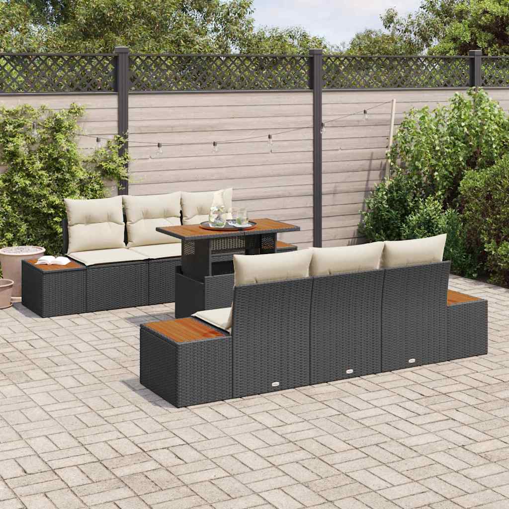 Have Spisebordssæt med pude 7 pcs Sort og Beige