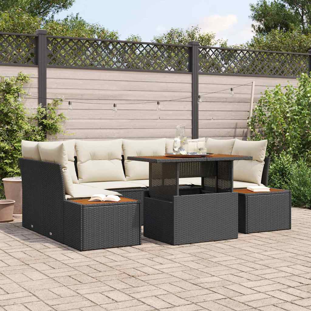 Have Spisebordssæt med pude 9 pcs Sort og Beige