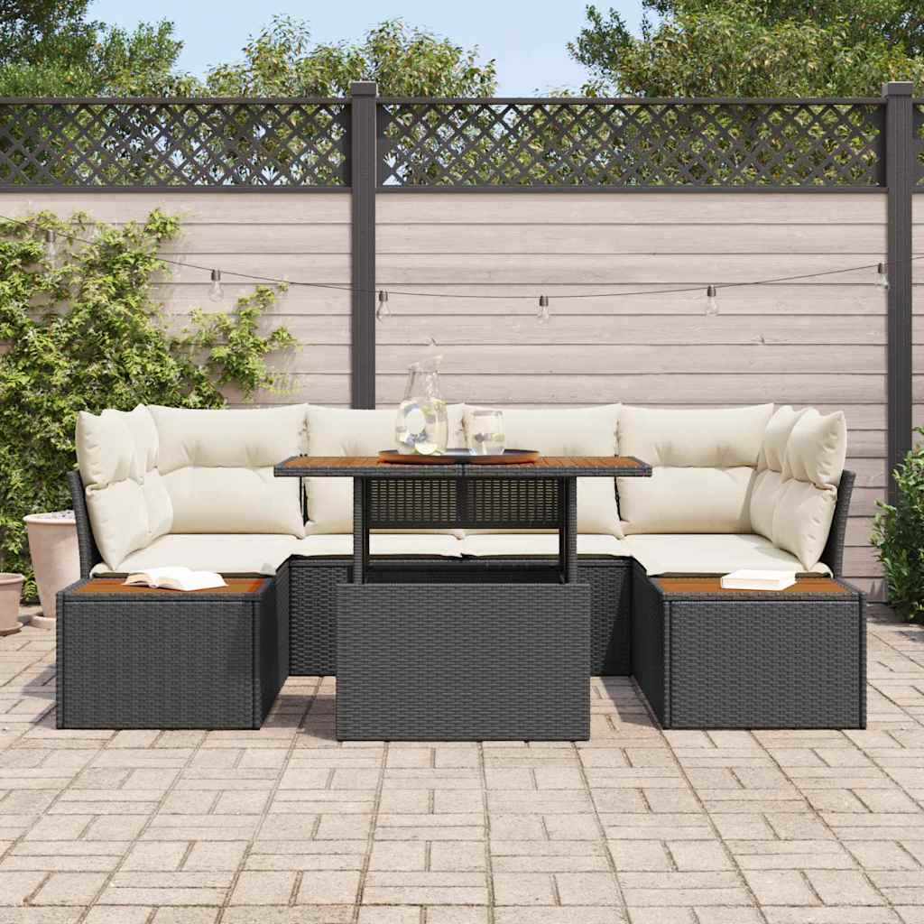 Have Spisebordssæt med pude 9 pcs Sort og Beige