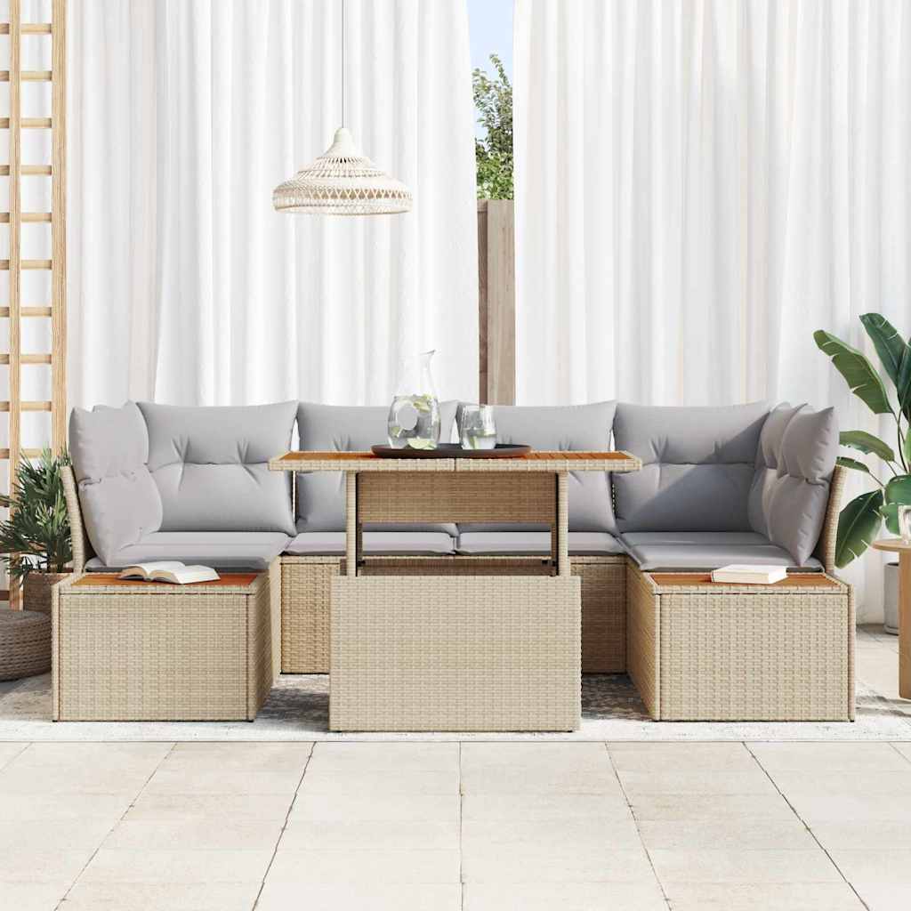 Have Spisebordssæt med pude 9 pcs Beige og grå