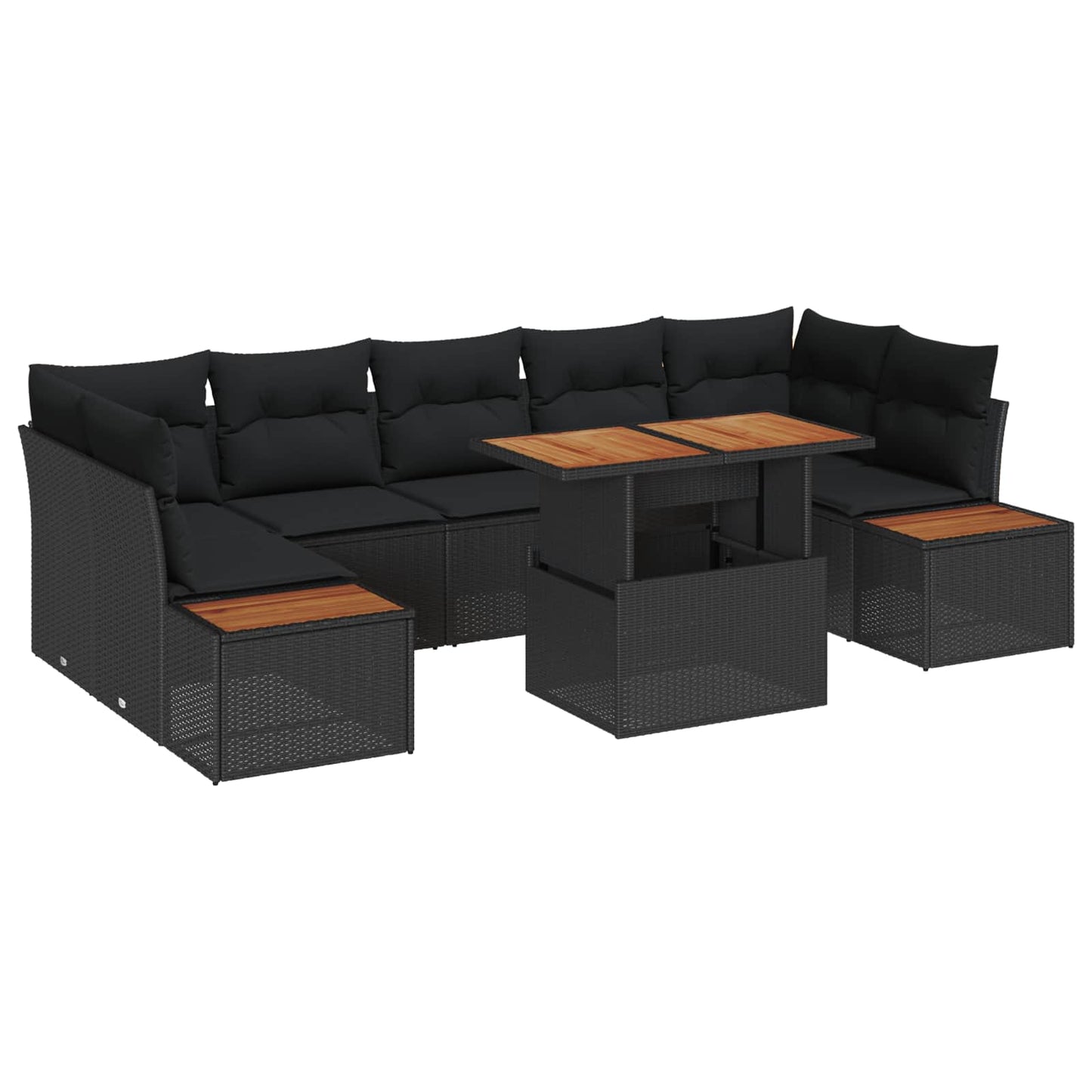 Have Spisebordssæt med pude 8 pcs Sort og Brunt