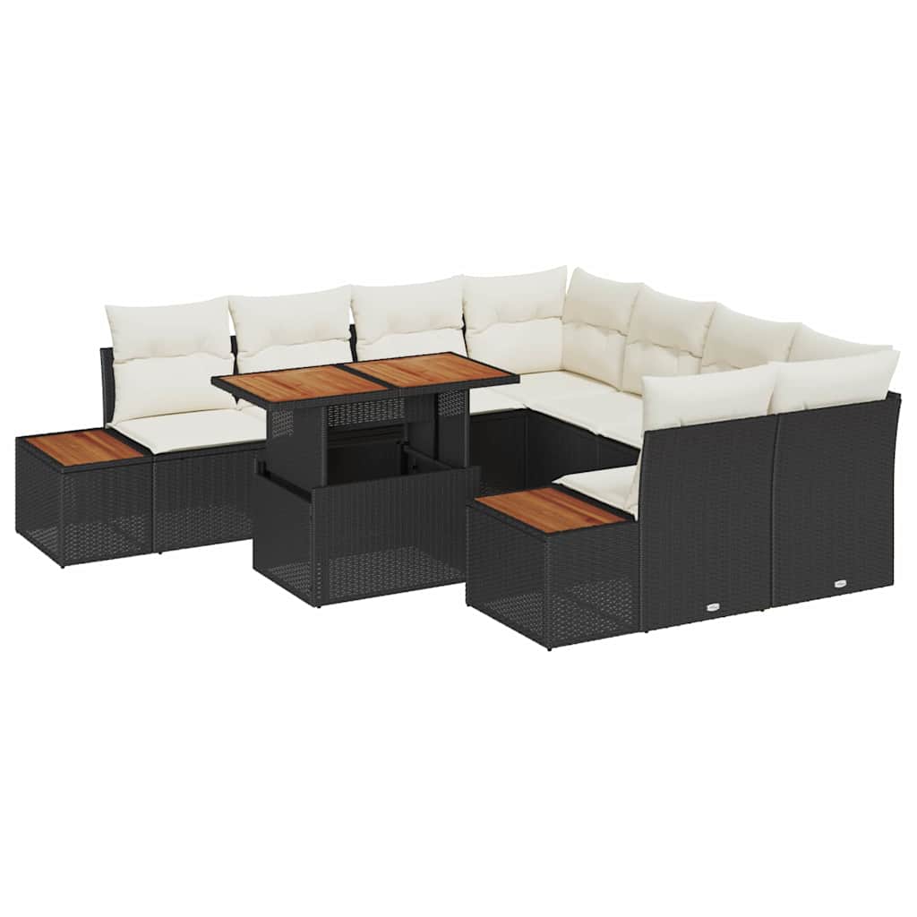 Have Spisebordssæt med pude 9 pcs Sort og Beige