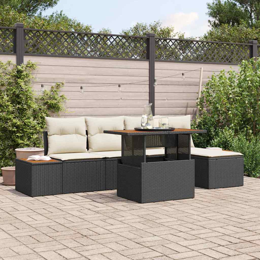 Have Spisebordssæt med pude 6 pcs Sort og Beige