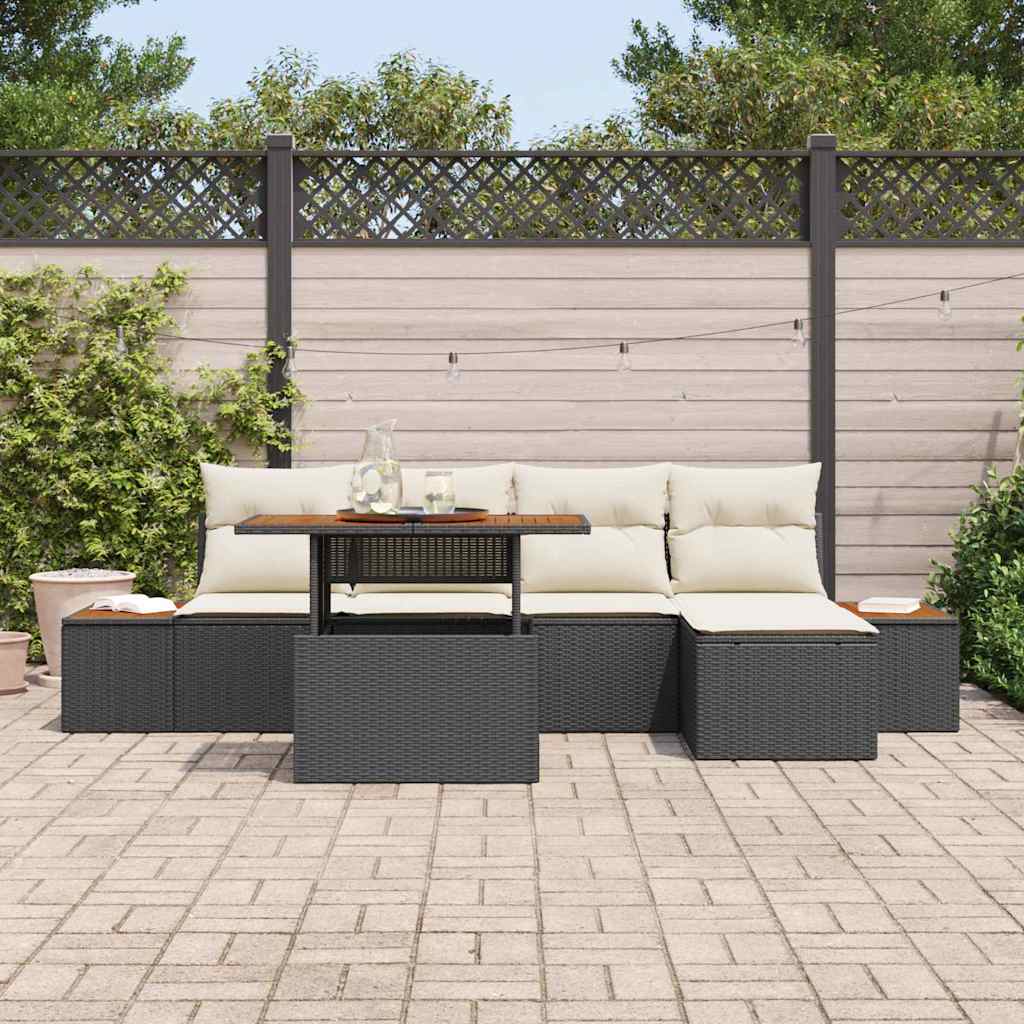 Have Spisebordssæt med pude 6 pcs Sort og Beige