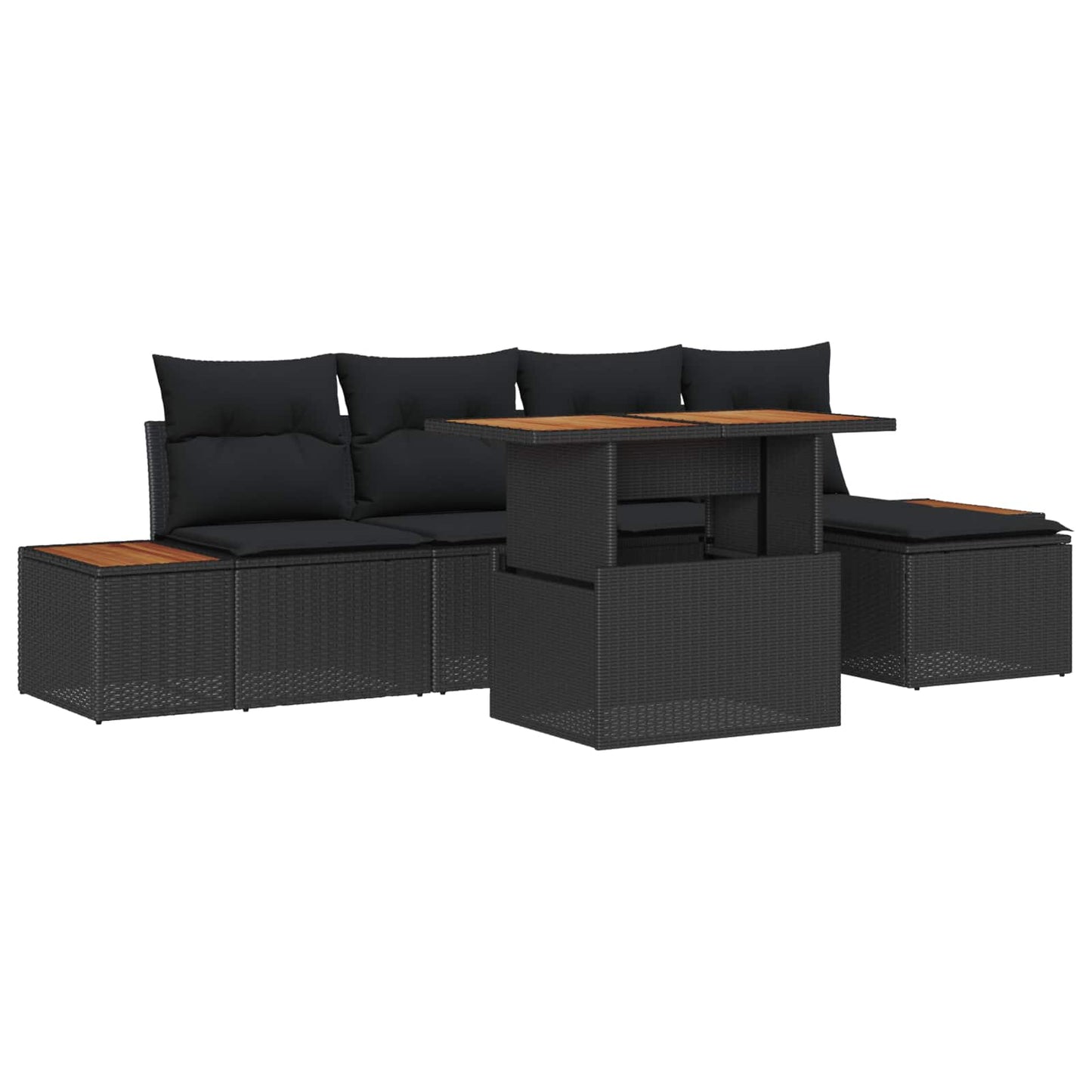 Havesofa Sæt 6 pcs Sort og Brunt