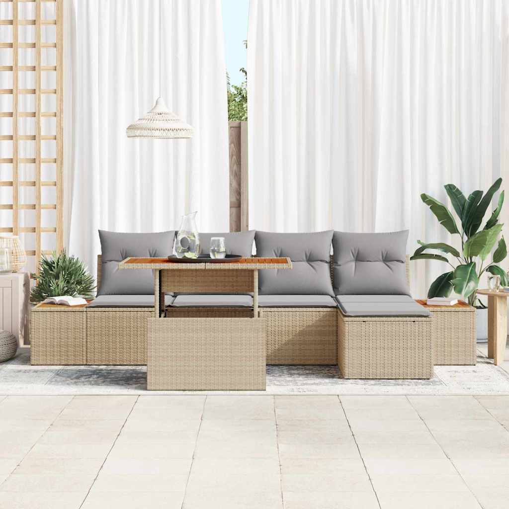 Have Spisebordssæt med pude 6 pcs Beige og grå