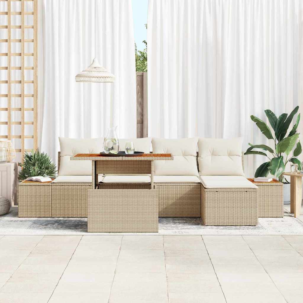 Havesofa Sæt 6 pcs Beige og creme